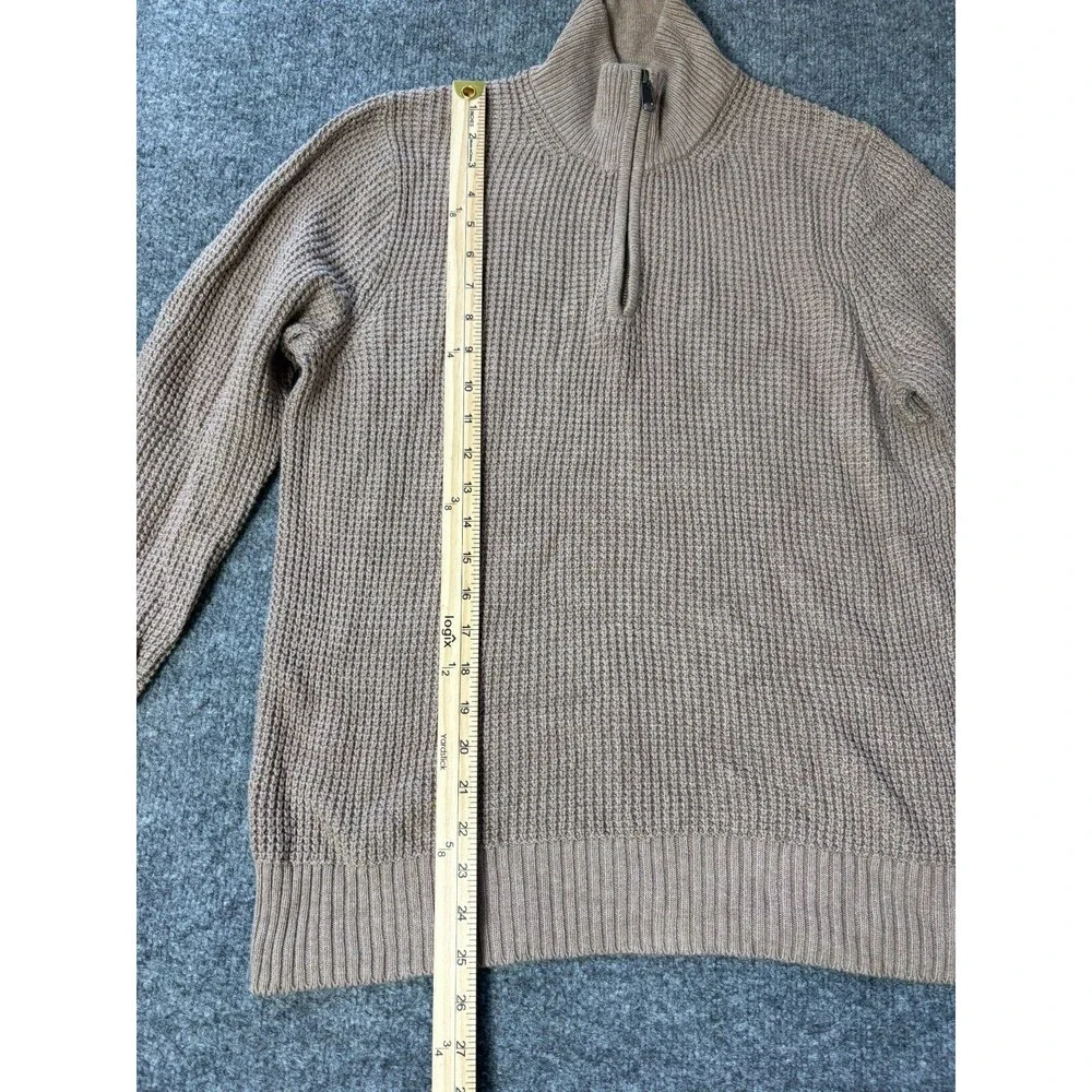 J Crew Sweater Mens Small 1/4 Zip Knit Cotton Long Sleeve Cotton Tan